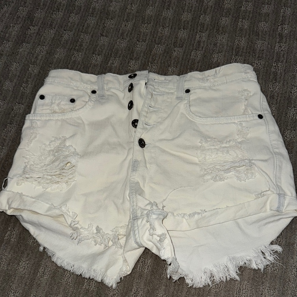 Carmar White Distressed Denim Shorts Size 28